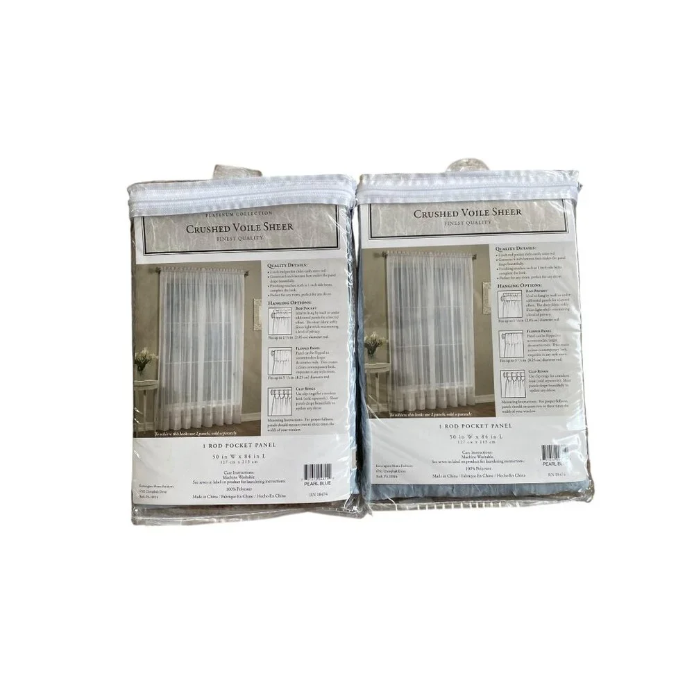 Bed Bath & Beyond Crushed Voile Sheer Rod Pocket Panel Curtains NEW IN PACKAGE